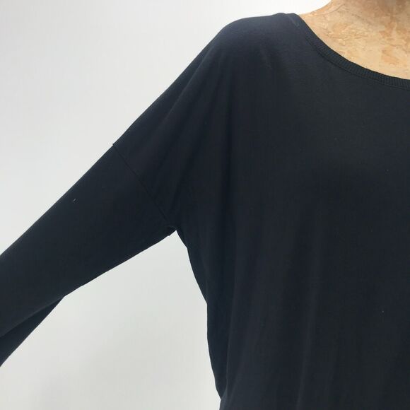 Club Monaco Top Womens Medium Black Scoop Neck 3/4 Sleeve Pullover Stretch - Picture 3 of 11